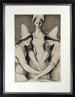 Jiřincová Ludmila – Sestřičky, původní malba tuší, ca 1935